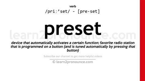 Preset Definition & Meaning .